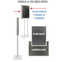 Double Pole Floor Stand 8.5x14 Sign Holder | Snap Frame 1 1/4" Wide