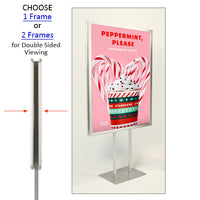 Double Pole Floor Stand 48x48 Sign Holder | Snap Frame (with Radius Corners)
