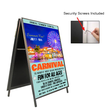 A-Frame 48x72 Sign Holder | with SECURITY SCREWS on Snap Frame 1 1/4" Wide