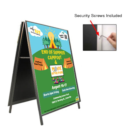 A-Frame 27x39 Sign Holder | with SECURITY SCREWS on Snap Frame 1 1/4" Wide