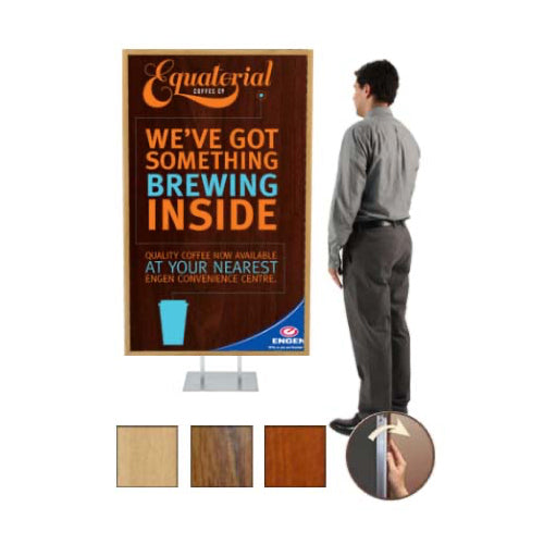 Double Pole Floor Stand 42x42 Sign Holder | Wood Snap Frame 1 1/4" Wide