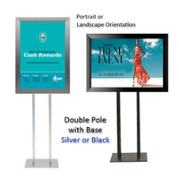 Double Pole Floor Stand 24x30 Sign Holder | Snap Frame 2 1/2" Wide