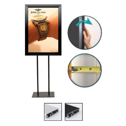Double Pole Floor Stand 16x20 Sign Holder | Snap Frame 2 1/2" Wide