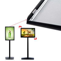 Illuminated LED Floor Display Stand with Rotating & Tilting Sign Frame | for 11” x 17” Menus & Posters