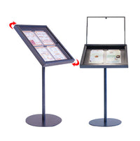 Tilted and rotating Enclosed Magnetic Menu Frame with heavy 21lbs base