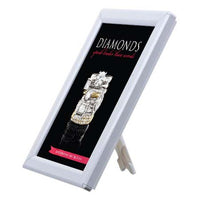 5x7 AD Promo Snap Frame in White Metal Finish | Place on Counter Top, Tabletop, Shelf or Wall Mount
