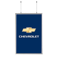 Ceiling Mount Display 24" x 36" with Two-Sided, Snap Frame Poster Sign Holder | Silver Metal Frame Finish