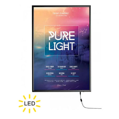 Slim LED 24x36 Light Box | Snap Open Frame | Black Finish