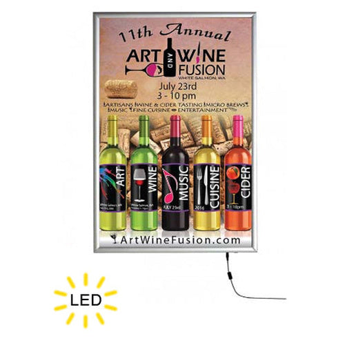 Slim LED 24x36 Light Box | Poster Snap Frame | Silver Aluminum Finish