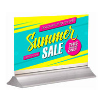 Wedge for Rigid Posters 35" Wide, Silver Aluminum Base, Table Top, Counter Stand or Floor Sign