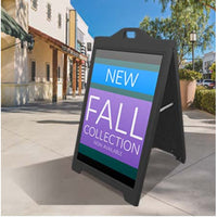 The Boss 24x36 A-Frame Plastic Sign Boards with Protective Lens - BLACK, with Hinged Aluminum Framing