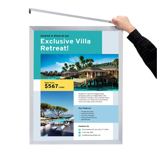 8x10 Frame Euro-Style Top Load Poster Frame Sign Holder | Fast Change Slide In Frame for Posters