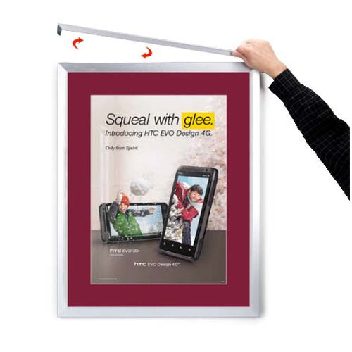 Designer Euro Style Slide In Picture Frame for Posters 20x28 + 3" Wide Matboard