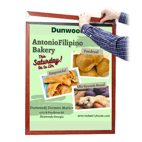 Quick Change Slide-in 11x14 Wood Frame Top Load, Side Load Poster Frame Sign Holder - in 10 Finishes