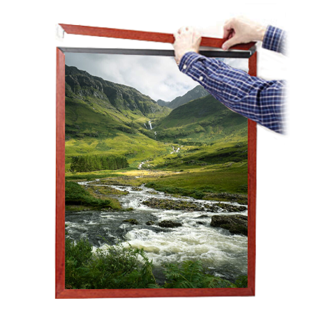 Slide In 22x34 Wood Frame Top Load, Side Load Poster Frame Sign Holder