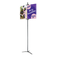 Slide-In Poster Display Floorstand Sign Holder Travel Base with 72 Inch Post | Graphic Boards Held in Place with Adjustable Metal Holders