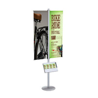 POSTO-STAND 8-Foot Post with Sign Holder Graphic Rods - Adjustable Configurations - Display Hemmed Banners + Literature Holders