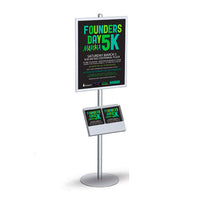 POSTO-STAND™ 8 Foot Poster Sign Stand 24x36 | Adjustable Slide-in Frame + Optional Brochure Holder