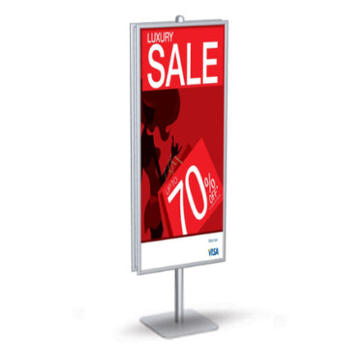 POSTO-STAND™ Sign Holder with 22x56 Poster Snap Frame | Double-Sided Frame with Weighted Base