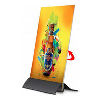 Crescent Base Counter Top Displays 7" Wide x 5 1/2" High (Angled Base) | With  Acrylic Overlays