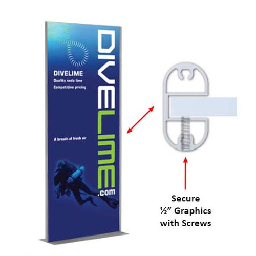 36 x 72 Mounted Graphic Poster Board Floor Stand with Solid Steel Base, in Silver or Black Finishes