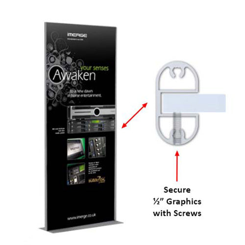 60 x 84 Mounted Graphic Poster Board Floorstand with Solid Steel Base, Silver or Black