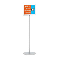 14x22 Pedestal Sign Holder with Round Steel Base | Fast Change, Metal Slide-In Frame