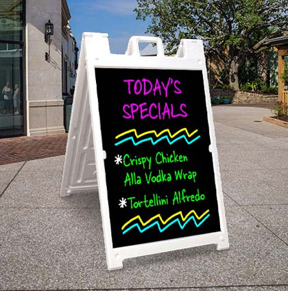 STREET-MASTER A-Board 24x36 Outdoor Sidewalk Plastic Sign Board A-Frame,  Two White Panels