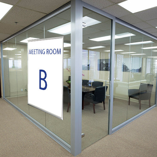 22" x 28" Window Mount is double sided. Display what room it is, where the exit is, or a promotional piece.