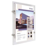 Clear Acrylic Sign Holder for Wall Mount with Standoff Hardware and Magnets