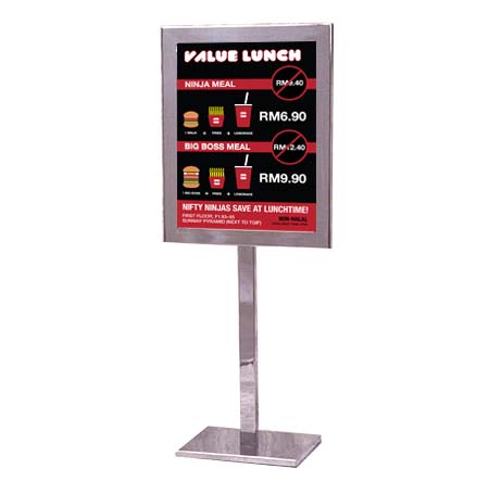 Pedestal Sign Holder Restaurant Menu Board Floor Standing 11x17 Gold