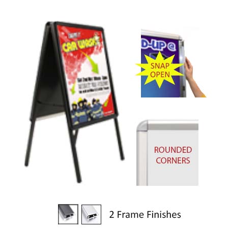 A-Frame 18x18 Sign Holder | Snap Frame 1 1/4" Wide (with Radius Corners)