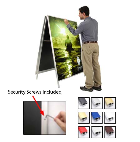 A-Frame 42x42 Sign Holder | with SECURITY SCREWS on Snap Frame 1 1/4" Wide
