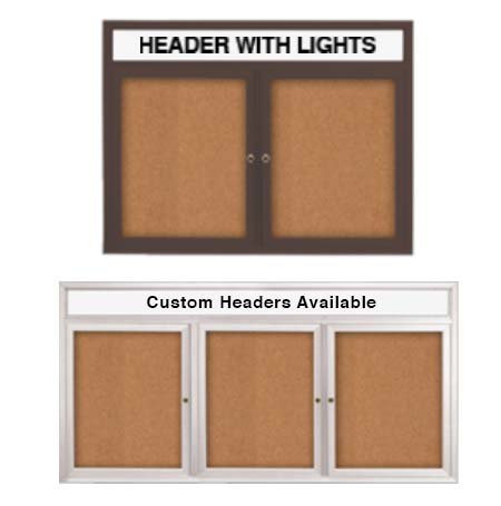 Indoor 2 and 3 Door Poster Cases with Header & Lights 'Swing Cases"