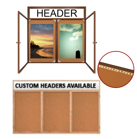Indoor Enclosed Poster Swing Cases with Header & Lights (Multiple Doors)