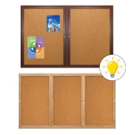Indoor Poster Wood Display Cases with Lights (Multiple Doors)
