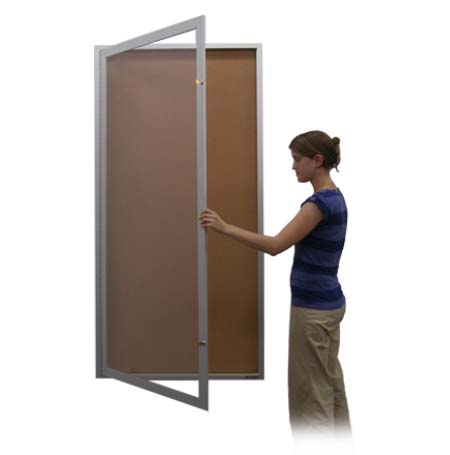 SwingCase 24x60 Extra Large Outdoor Enclosed Poster Case with Cork Board | XL Door Wall Cabinet