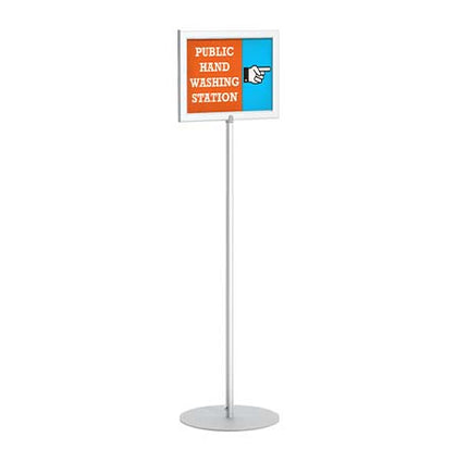 Pedestal Sign Holder Stand Silver 22x28 Inch Double Sided Slide-In Aluminum  Poster Frame Floor Standing