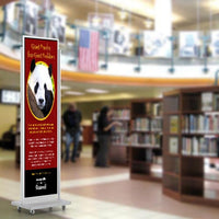 Indoor Heavy Duty Rolling Powerhouse Poster Display Stand 1 Tier, with Easy Top Loading 22x84 Frame Double-Sided