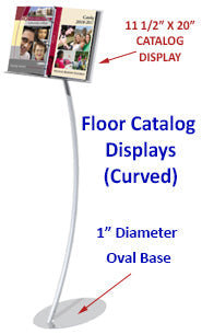 Floor Catalog Displays with Curved Post standing on Heavy Duty Oval Base