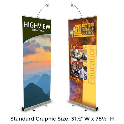 HIGHVIEW 31.5" W x 78.5" H Retractable Banner Stands | Single Sided 