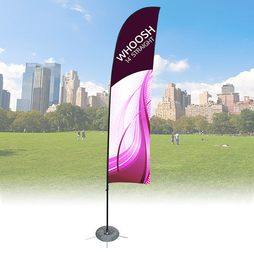 Whoosh 14' Outdoor Flag Bannerstand | Straight Shape | 1 or 2 Sided