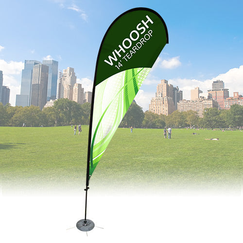 Whoosh 14' Outdoor Flag Bannerstand | Teardrop Shape | 1 or 2 Sided